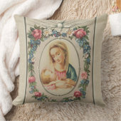 賛美された聖母マリアイエス・キリストのクリスマスのヴィンテージ クッション (ブランケット)