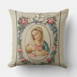 賛美された聖母マリアイエス・キリストのクリスマスのヴィンテージ クッション