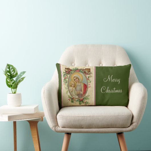 賛美された聖母マリアイエス・キリストのクリスマスのヴィンテージ ランバークッション (椅子)
