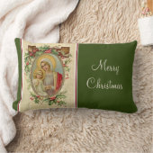 賛美された聖母マリアイエス・キリストのクリスマスのヴィンテージ ランバークッション (ブランケット)