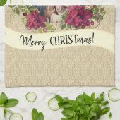 賛美された聖母マリアイエス・キリストのクリスマスの花柄 キッチンタオル (折り畳み)