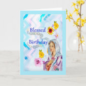 賛美された誕生日の宗教挨拶状 カード (黄色い花)