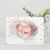 賛美された金ゴールドの紙吹雪の写真の誕生の発表 案内状 (スタンド正面)