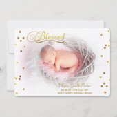 賛美された金ゴールドの紙吹雪の写真の誕生の発表 案内状 (正面)