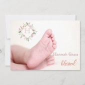 賛美された|の女の赤ちゃんの誕生の発表 招待状 (正面)