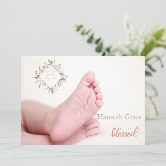 賛美された|の女の赤ちゃんの誕生の発表 招待状 (スタンド正面)