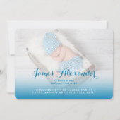 賛美された|の青い男の赤ちゃんの誕生の発表 案内状 (裏面)