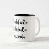 賛美される感謝している感謝した ツートーンマグカップ (正面右)