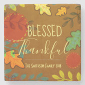 賛美され、感謝している感謝祭の休暇 ストーンコースター (正面)