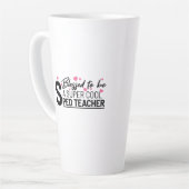 賛美すごいカッコいい先生ことわざ カフェラテマグ (左アングル)