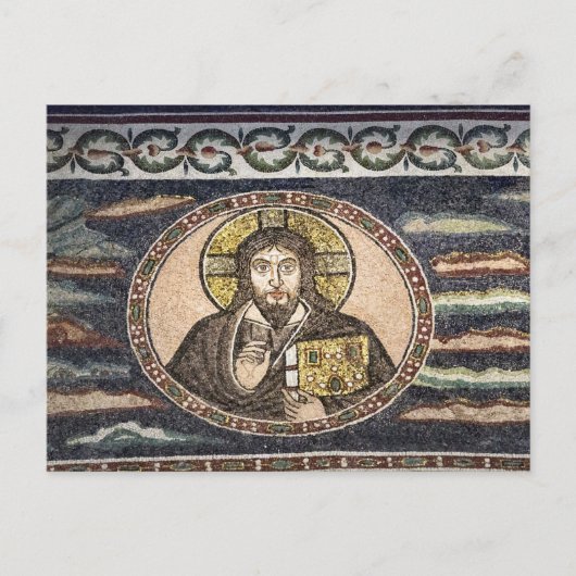 賛美のキリスト・ビザンチンモザイク正教会のアイコン ポストカード (正面)