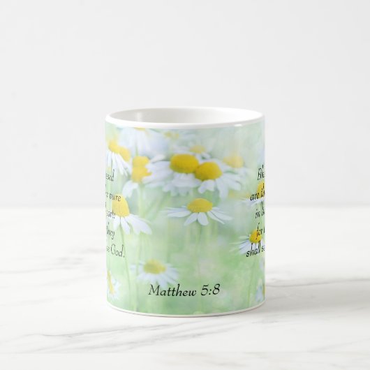 賛美はハートの中で純粋である – マタイ5:8 コーヒーマグカップ (中央)