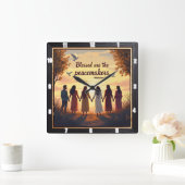 賛美はマタイによる福音書第5章9節 スクエア壁時計 (ホーム)