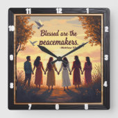 賛美はマタイによる福音書第5章9節 スクエア壁時計 (正面)