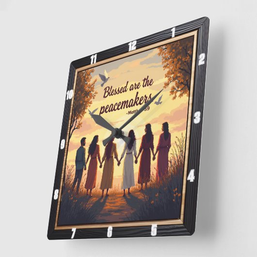 賛美はマタイによる福音書第5章9節 スクエア壁時計 (傾斜)