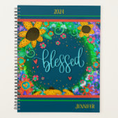 賛美インスパイアかわいらしフローラパーソナライズされたおもしろい プランナー手帳 (正面)