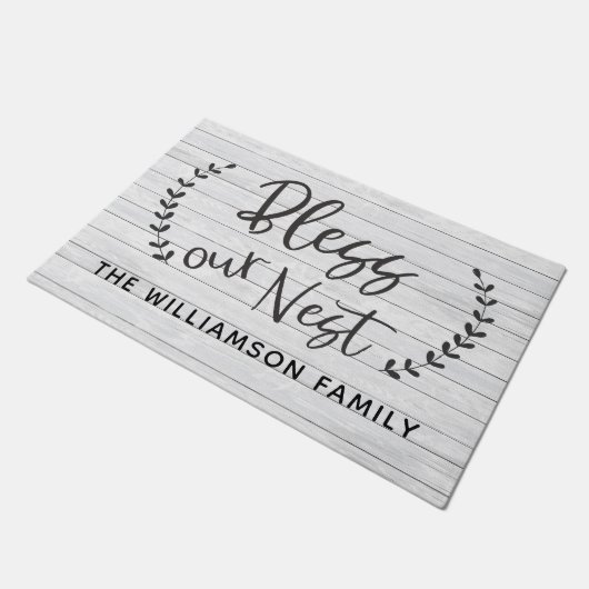 賛美ウエストファームハ素朴ウスローレルファミリー名 ドアマット (アングル)