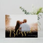 賛美エレガントChristmasの黒い金ゴールドフォイル写真 箔シーズンカード (立ち正面)