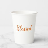 賛美オレンジスパイススクリプトかわいい感謝祭 紙コップ (裏面)