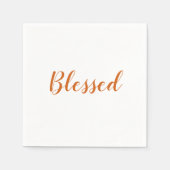 賛美オレンジ色の白いスクリプトかわいい感謝祭 スタンダードカクテルナプキン (正面)