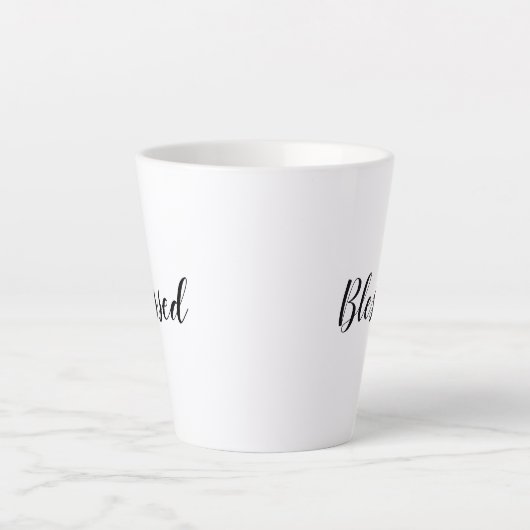 賛美カスタム白黒文字かわいい カフェラテマグ (正面)