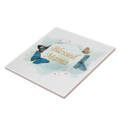 賛美カラフル母:水色の蝶誇りを持った タイル (側面)