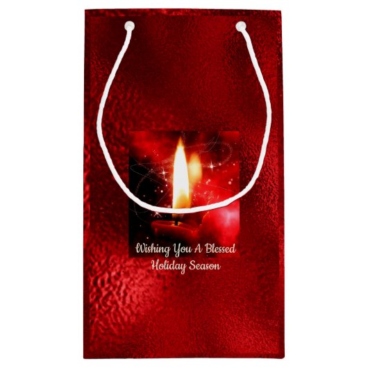 賛美キャンドルフレームレッドフォイルホリデー抱き枕 スモールペーパーバッグ (裏面)