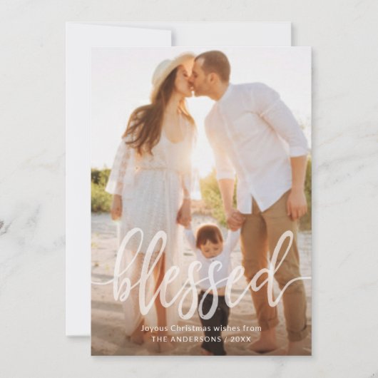 賛美クリスマス休日手書きの脚本写真 シーズンカード (正面)