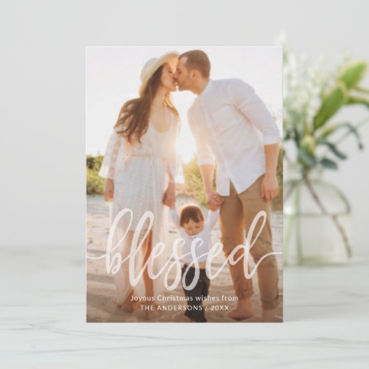 賛美クリスマス休日手書きの脚本写真 シーズンカード (スタンド正面)