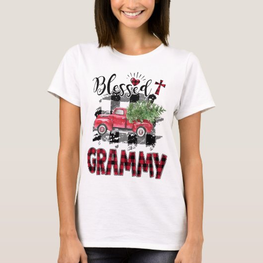 賛美グラミー・レッド・プレイド・クリスマス Tシャツ (正面)