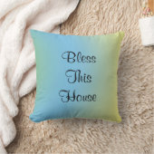 賛美ザハウスパステルブルーイエロースクエア クッション (ブランケット)