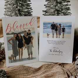 賛美シンプルScript写真モダン Christmas Card 招待状