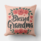 賛美タイポグラフィフローラヴィンテージバラ クッション (正面)