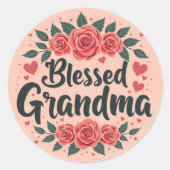 賛美タイポグラフィフローラヴィンテージバラ ラウンドシール (正面)