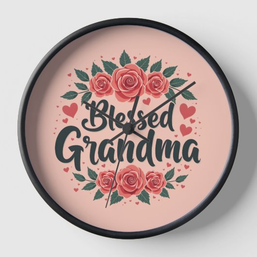 賛美タイポグラフィフローラヴィンテージバラ 壁時計 (正面)