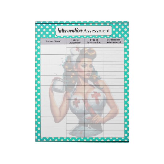 賛美ナースピンナップ_介入評価 ノートパッド (回転)