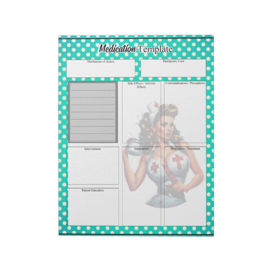 賛美ナースピンナップ_投薬テンプレート ノートパッド (回転)