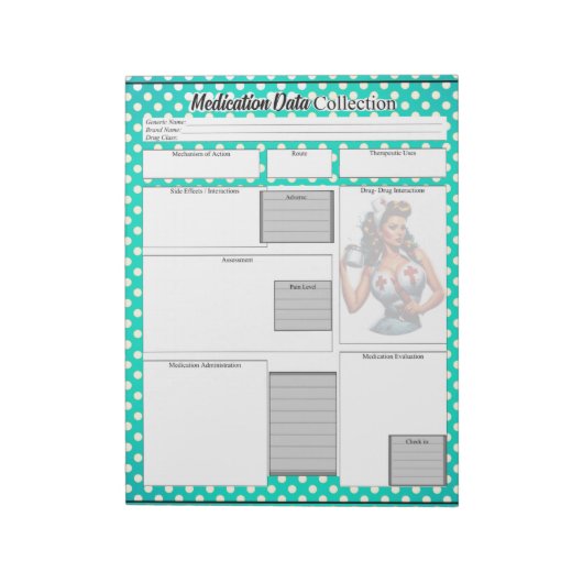 賛美ナースピンナップ_投薬データ収集 ノートパッド (回転)