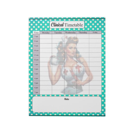 賛美ナースピンナップ_臨床時間表 ノートパッド (回転)