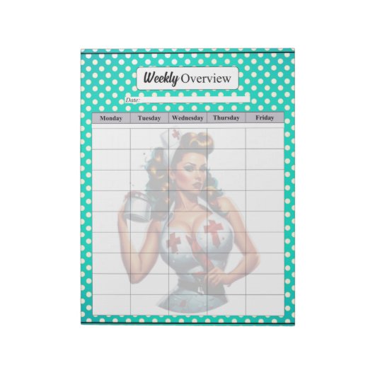 賛美ナースピンナップ_週間の概要 ノートパッド (回転)