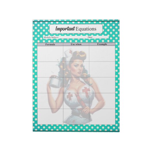 賛美ナースピンナップ_重要な方程式 ノートパッド (回転)
