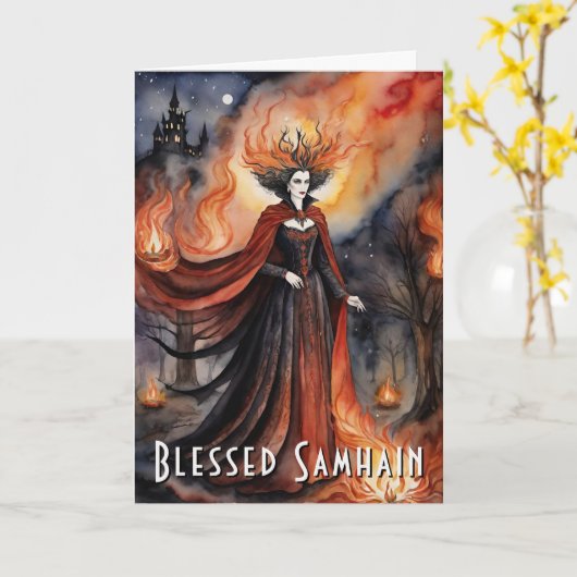 賛美ハロウィンレッドクイーンハロウィーンナイトウィッチ カード (黄色い花)