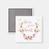 賛美ハート（ピンクの花） マグネット (正面/裏面)