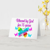 賛美バタフライ75番誕生日デザイン カード (黄色い花)