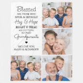 賛美パーソナライズされた祖父母4 Photo Collage フリースブランケット (正面)