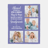 賛美パーソナライズされた祖父母4 Photo Collage フリースブランケット (正面)