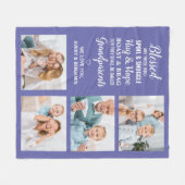 賛美パーソナライズされた祖父母4 Photo Collage フリースブランケット (正面(横))