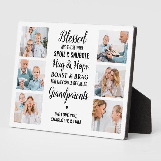賛美パーソナライズされた祖父母6 Photo Collage フォトプラーク (側面)