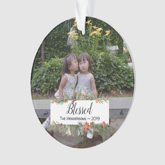 賛美パーソナライズされた2枚の写真 オーナメント (正面)