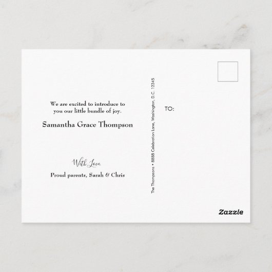 賛美ピック脚赤ん生まれたばかりの坊の少女の写真 ポストカード (裏面)